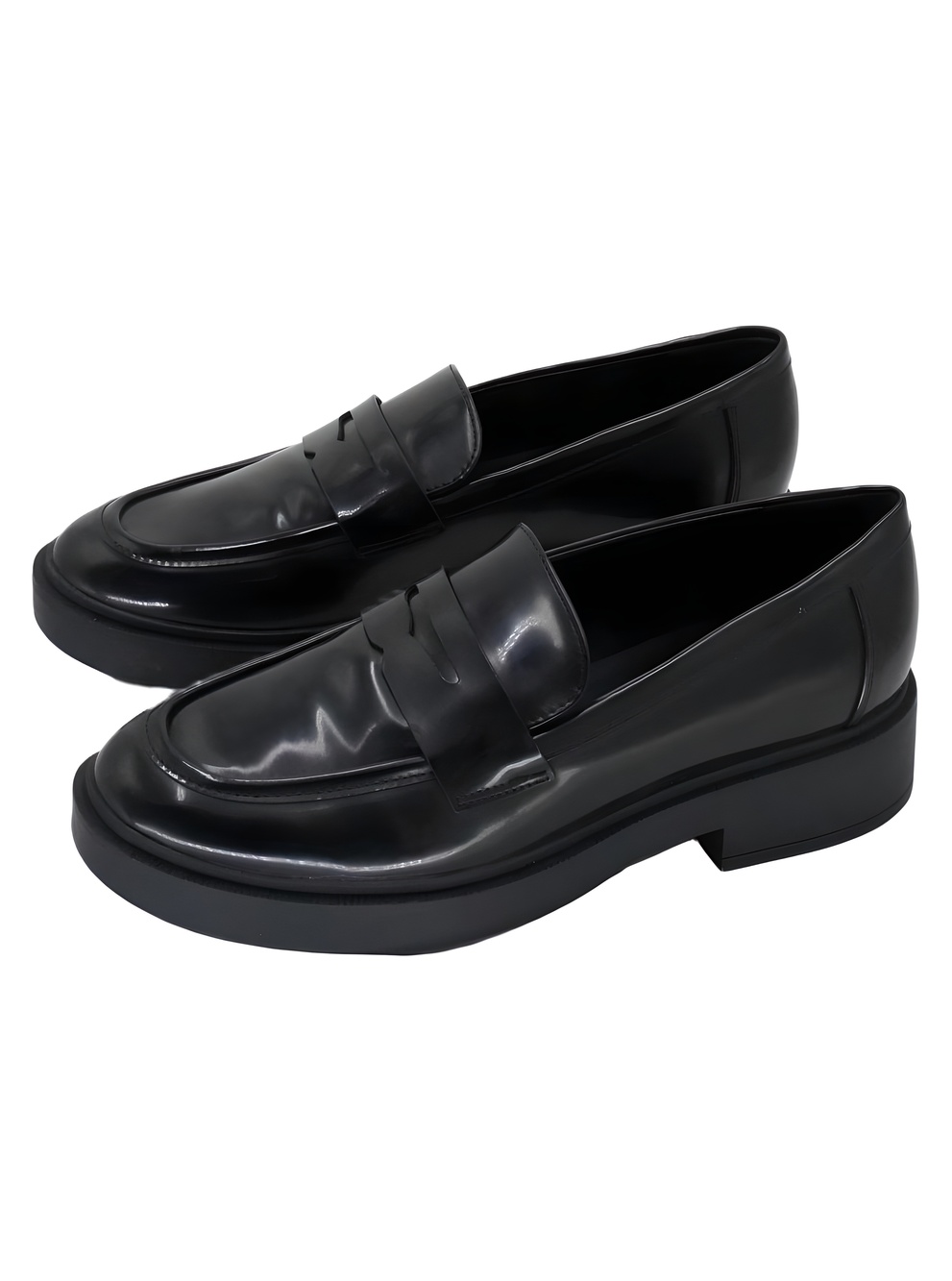 Calvin Klein Womens Otinya Almond Black Patent Penny Loafers Size 8.5M - Picture 3 of 6